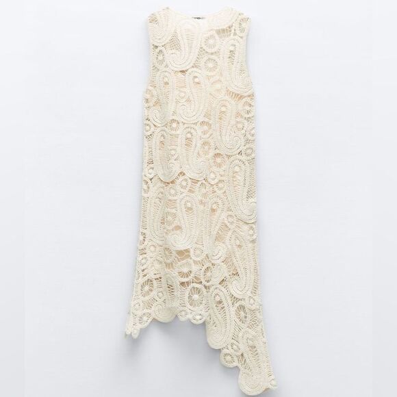 ZARA ASYMMETRIC CROCHET DRESS - Picture 3 of 10